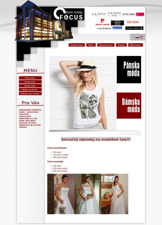 Web presentation for Dom Módy Focus