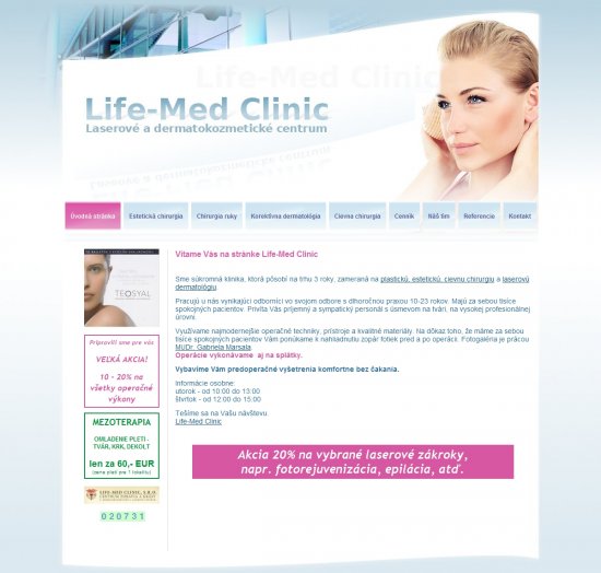 Web presentation for Life-Med Clinic, s.r.o.