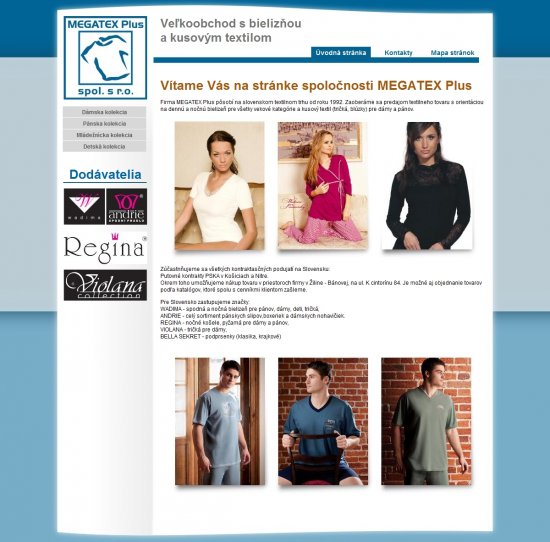Web presentation for MEGATEX Plus, s.r.o.