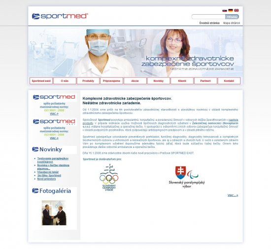 Web presentation for Sportmed, s.r.o.