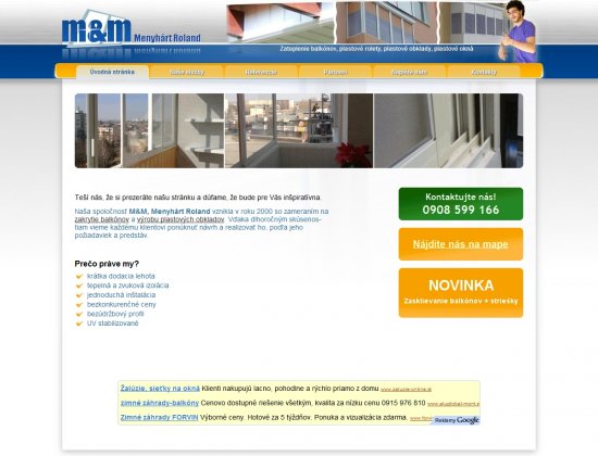 Web presentation for company M&M