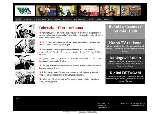 Web presentation for Viva Studio, s.r.o.