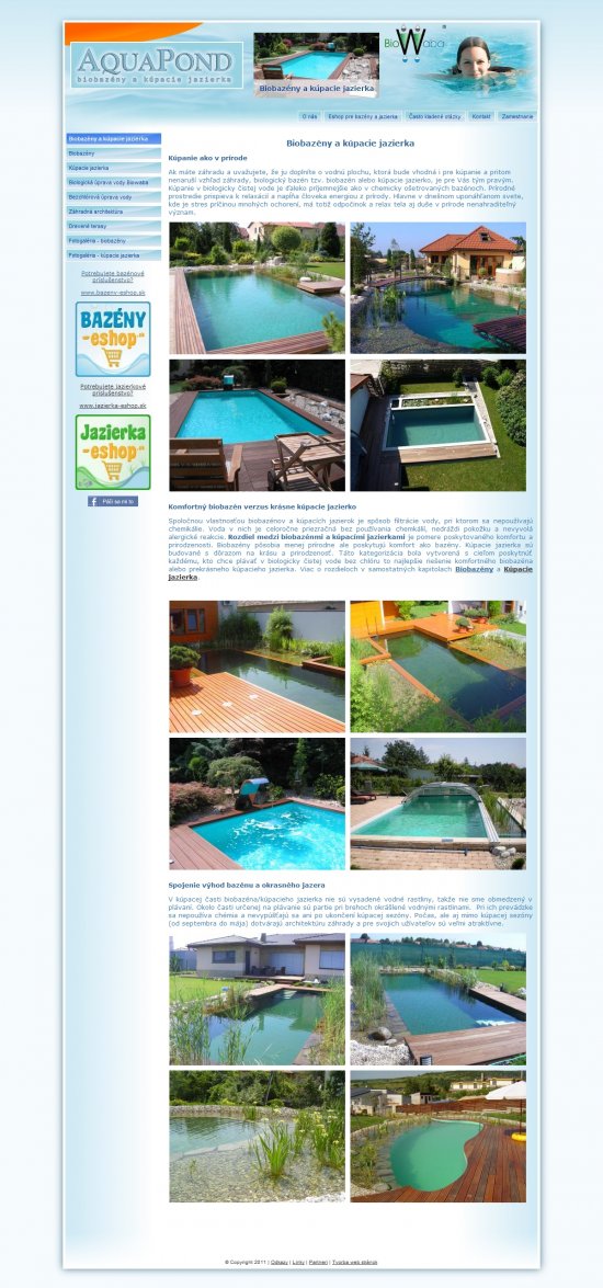 Web presentation Bio-Bazeny.sk