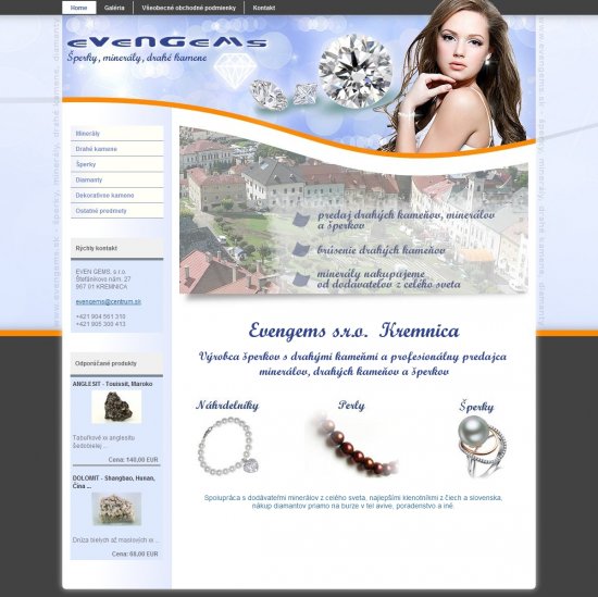 Web presentation for EVEN GEMS, s.r.o.