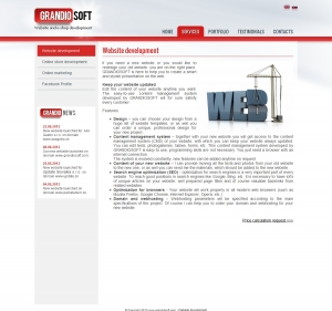 Webpräsentation für Grandiosoft