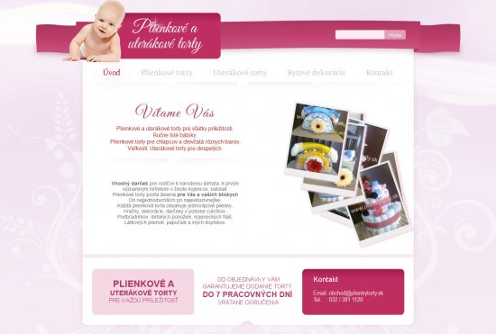 Web presentation www.plienkytorty.sk