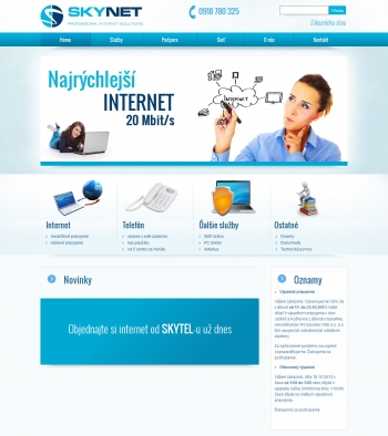 Webpräsentation für SkyNet Telecom s.r.o.