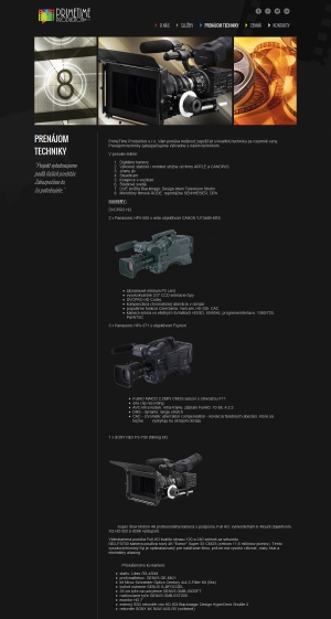 Webová prezentácia pre PrimeTime Productions s.r.o.